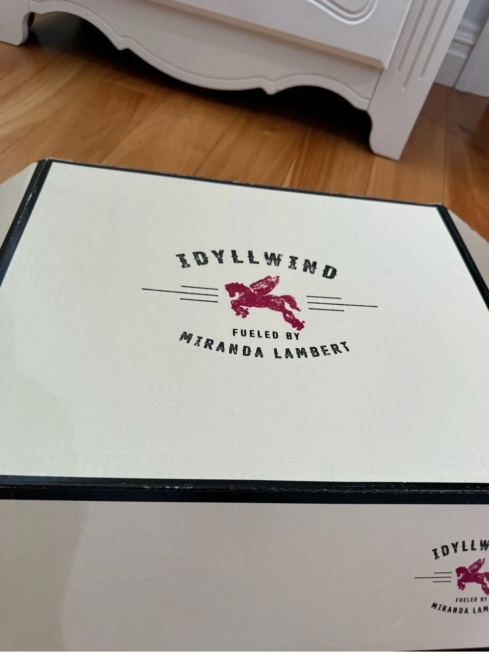 Idyllwind Cream Storage Box with Burgundy Pegasus Logo